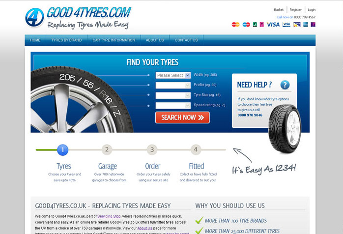Good 4 Tyres Website Design